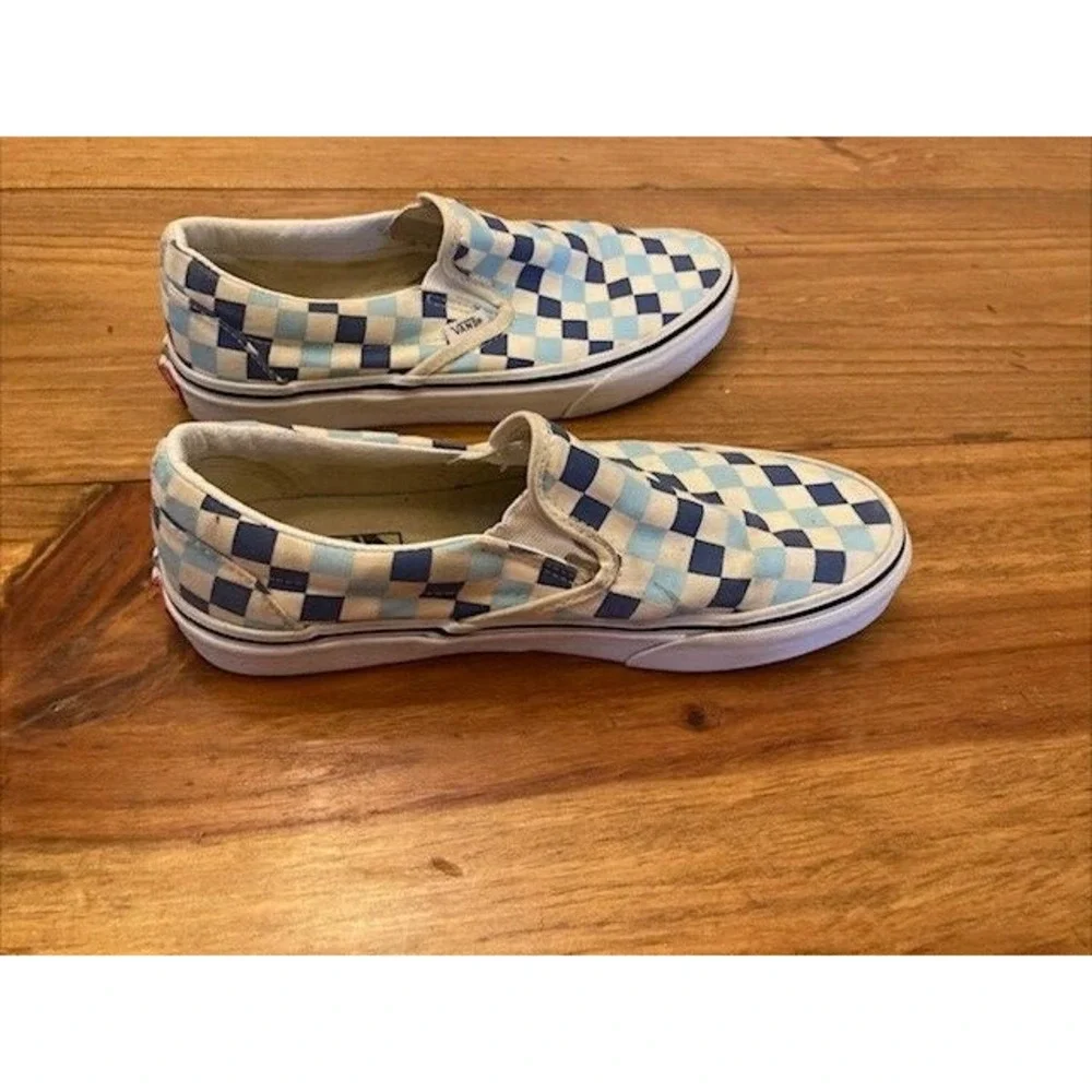 W 8.5 - VANS Classic Slip On Royal and Baby‎ Blue Checkerboard